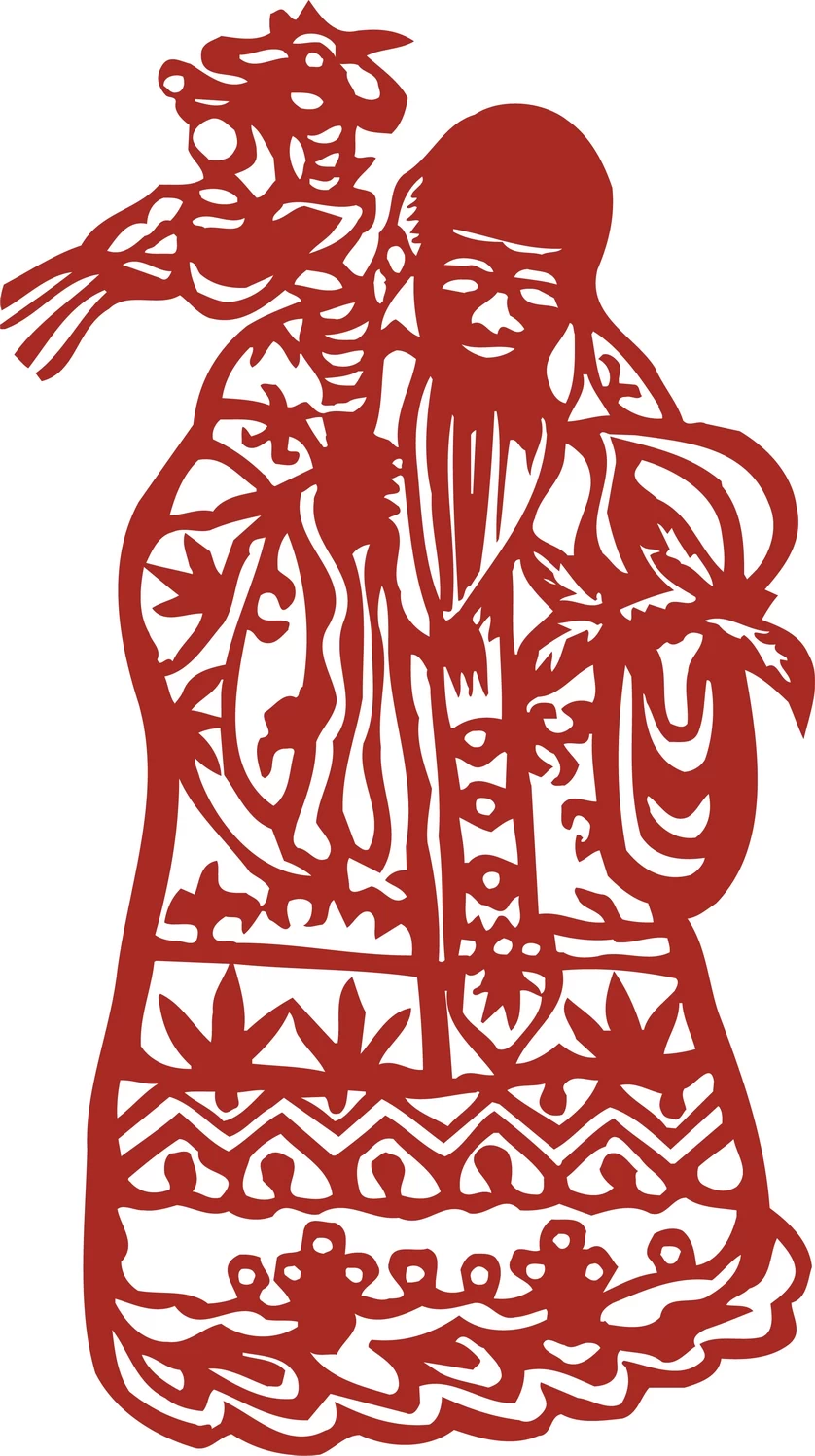 中国风中式传统喜庆民俗人物动物窗花剪纸插画边框AI矢量PNG素材【2469】